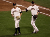 Texas Rangers v San Francisco Giants, Game 2: Matt Cain, Aubrey Huff Photographic Print by Jan Lakey