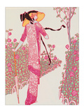 Woman In Pink Dress Reproduction procédé giclée par Georges Barbier