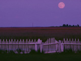 Full Moon Rising over a Picket Fence at Rhodes Point Photographie par Robert Madden