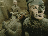 A View of Statues from the Tomb of Emperor Qin Shi Huang Di Photographic Print by O. Louis Mazzatenta