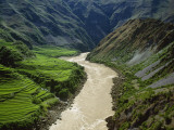 The Mekong River Running Past Terraced Fields in the Mountains Photographic Print by Michael S. Yamashita