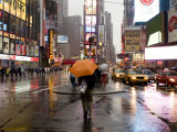Pedestrians and Traffic in Times Square on a Rainy Afternoon Photographie par Ira Block