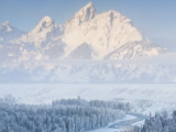Sunrise over a Snow-Blanketed Landscape Photographic Print by Drew Rush