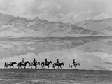 Men on Horseback Riding Along the Shore of Lake Bulun Kul Photographic Print by Maynard Owen Williams