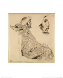Seated Arab, a Chalk Drawing with Watercolour Impressão giclée por Eugene Delacroix Seated Arab, a Chalk Drawing with Watercolour Impressão giclée por Eugene Delacroix