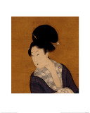 Woman at Her Morning Toilette, a Hanging Scroll Painting reproduction procédé giclée par Kitagawa Utamaro