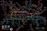 London Underground - Black Map Kunstdrucke
