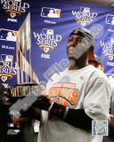 Edgar Renteria with the World Series MVP Trophy Game Five of the 2010 MLB World Series Photo