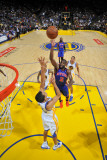 New York Knicks v Golden State Warriors: Raymond Felton and Stephen Curry Photographic Print by Rocky Widner