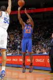 New York Knicks v Golden State Warriors: Toney Douglas and Dan Gadzuric Photographic Print by Rocky Widner