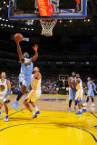 Denver Nuggets v Golden State Warriors: Ty Lawson, Stephen Curry and Dan Gadzuric Photographic Print by Rocky Widner