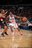 Portland Trail Blazers v Philadelphia 76ers: Louis Williams and Andre Miller Photographic Print by Jesse D. Garrabrant