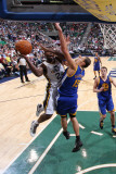 Golden State Warriors v Utah Jazz: Paul Millsap and Andris Biedrins Photographic Print by Melissa Majchrzak