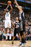 San Antonio Spurs v Utah Jazz: C.J. Miles and Tim Duncan Photographic Print by Melissa Majchrzak