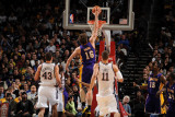Los Angeles Lakers v New Jersey Nets: Pau Gasol, Brook Lopez and Kris Humphries Photographic Print by Andrew Bernstein