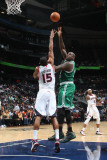 Boston Celtics v Atlanta Hawks: Shaquille O'Neal and Al Horford Photographic Print by Scott Cunningham