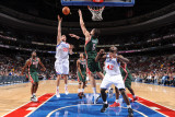 Milwaukee Bucks v Philadelphia 76ers: Spencer Hawes and Andrew Bogut Photographic Print by Jesse D. Garrabrant