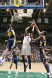 Oklahoma City Thunder v Utah Jazz: Kevin Durant, Jeremy Evans and Al Jefferson Photographic Print by Melissa Majchrzak
