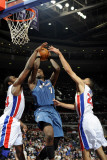 Washington Wizards v Detroit Pistons: Andray Blatche, Jason Maxiell and Tayshaun Prince Fotografisk tryk af Allen Einstein
