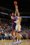 Detroit Pistons v Golden State Warriors: Tayshaun Prince and Monta Ellis Photographic Print by Rocky Widner