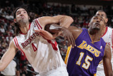 Los Angeles Lakers v Houston Rockets: Ron Artest and Luis Scola Photographic Print by Bill Baptist