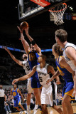 Golden State Warriors v San Antonio Spurs: David Lee, Tim Duncan and Ime Udoka Photographic Print by D. Clarke Evans
