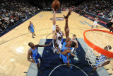Oklahoma City Thunder v New Jersey Nets: Brook Lopez and Serge Ibaka Photographic Print by Jesse D. Garrabrant