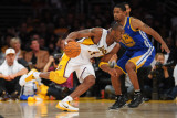 Golden State Warriors v Los Angeles Lakers: Kobe Bryant and Charlie Bell Photographic Print by Noah Graham