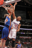 New York Knicks v Los Angeles Clippers: Eric Gordon and Timofey Mozgov Photographic Print by Noah Graham