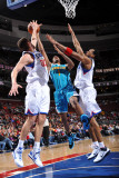 New Orleans Hornets v Philadelphia 76ers: Spencer Hawes, Trevor Ariza and Andre Iguodala Photographic Print by David Dow
