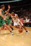 Boston Celtics v Toronto Raptors: Leandro Barbosa and Semih Erden Photographic Print by Ron Turenne