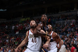 Indiana Pacers v Milwaukee Bucks: Roy Hibbert, Jon Brockman and Corey Maggette Photographic Print by Gary Dineen