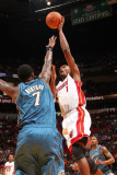 Washington Wizards v Miami Heat: Chris Bosh and Andray Blatche Photographic Print by Victor Baldizon