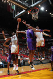 Phoenix Suns v Miami Heat: Chris Bosh, Channing Frye and Dwyane Wade Photographic Print by Victor Baldizon