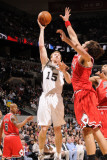 Chicago Bulls v San Antonio Spurs: Matt Bonner and Joakim Noah Photographic Print by D. Clarke Evans
