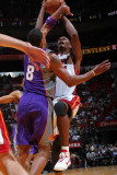 Phoenix Suns v Miami Heat: Chris Bosh and Channing Frye Photographic Print by Victor Baldizon