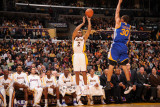 Golden State Warriors v Los Angeles Lakers: Derek Fisher and Stephen Curry Photographic Print by Noah Graham