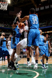 Orlando Magic v Utah Jazz: Gordon Hayward, Malik Allen and Dwight Howard Photographic Print by Melissa Majchrzak