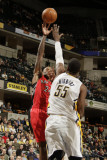 Toronto Raptors v Indiana Pacers: Sonny Weems and Roy Hibbert Photographic Print by Ron Hoskins