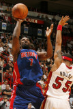 Detroit Pistons v Miami Heat: Ben Gordon and Eddie House Photographic Print by Issac Baldizon