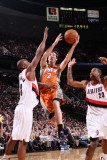 Phoenix Suns v Portland Trail Blazers: Marcus Camby, Dante Cunningham and Goran Dragic Photographic Print by Sam Forencich