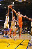 Phoenix Suns v Golden State Warriors: Hedo Turkoglu andris Biedrins and Dorell Wright Photographic Print by Rocky Widner