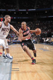 Oklahoma City Thunder v Houston Rockets: Andre Miller and Brook Lopez Photographic Print by Bill Baptist