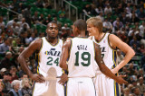 Indiana Pacers v Utah Jazz: Andrei Kirilenko, Raja Bell and Paul Millsap Photographic Print by Melissa Majchrzak