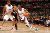 San Antonio Spurs v Los Angeles Clippers: Eric Bledsoe and George Hill Photographic Print by Andrew Bernstein