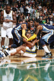 Memphis Grizzlies v Utah Jazz: Raja Bell, Mike Conley and O.J. Mayo Photographic Print by Melissa Majchrzak