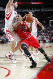 Chicago Bulls v Houston Rockets: Derrick Rose, Brad Miller and Luis Scola Photographic Print by Bill Baptist
