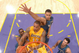 Washington Wizards v Los Angeles Lakers: Shannon Brown, Gilbert Arenas, JaVale McGee and Kirk Hinri Photographic Print by Andrew Bernstein