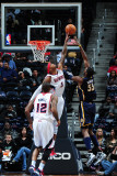 Indiana Pacers v Atlanta Hawks: Josh Smith and Roy Hibbert Photographic Print by Scott Cunningham