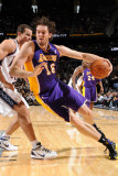 Los Angeles Lakers v New Jersey Nets: Pau Gasol and Kris Humphries Photographic Print by Andrew Bernstein